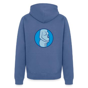 Mama Schwangere Frau Bauch - Unisex Premium Bio Zip Hoodie - Taubenblau - Hinten - Nico (187cm)