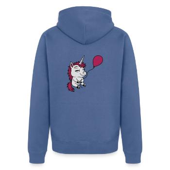 Happy Balloon Unicorn Comic - Unisex Premium Organic Zip Hoodie - stone blue - Back - Nico (187cm)