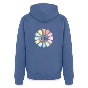 Elif Vav - Unisex Premium Bio Zip Hoodie - Taubenblau - Hinten - Nico (187cm)