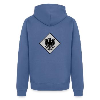 Värmland - Unisex Premium Bio Zip Hoodie - Taubenblau - Hinten - Nico (187cm)