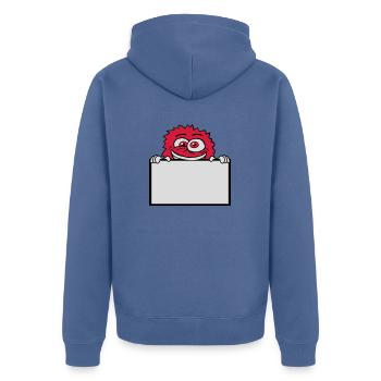 Schild zeigen wahnsinniges Monster - Unisex Premium Bio Zip Hoodie - Taubenblau - Hinten - Nico (187cm)