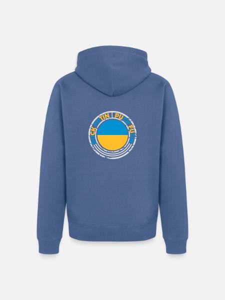 puck futin logo design - Unisex Premium Organic Zip Hoodie - stone blue