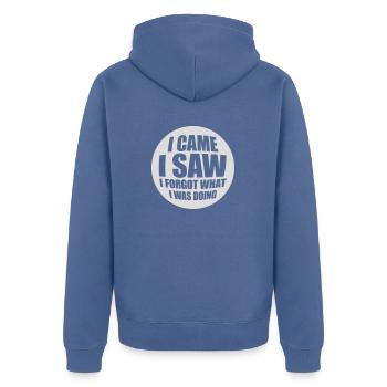 I came saw forget - Unisex Premium Bio Zip Hoodie - Taubenblau - Hinten - Nico (187cm)