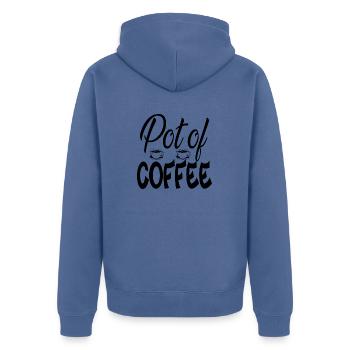 Pot of Coffee - Unisex Premium Bio Zip Hoodie - Taubenblau - Hinten - Nico (187cm)