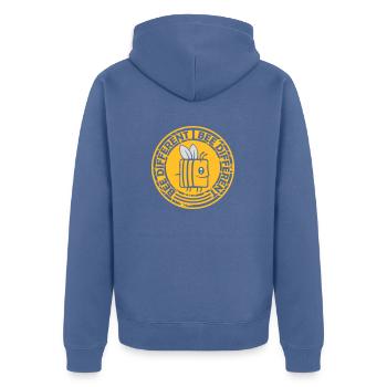 bee citation différente - Veste à capuche bio Premium Unisexe - bleu pigeon - Dos - Nico (187cm)