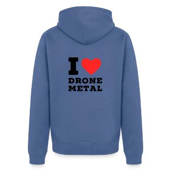 Ich liebe Drone Metal - Unisex Premium Bio Zip Hoodie - Taubenblau - Hinten - Nico (187cm)