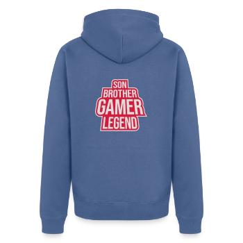 son brother gamer legend - Unisex Premium Bio Zip Hoodie - Taubenblau - Hinten - Nico (187cm)