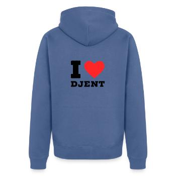 Ich liebe Djent - Unisex Premium Bio Zip Hoodie - Taubenblau - Hinten - Nico (187cm)
