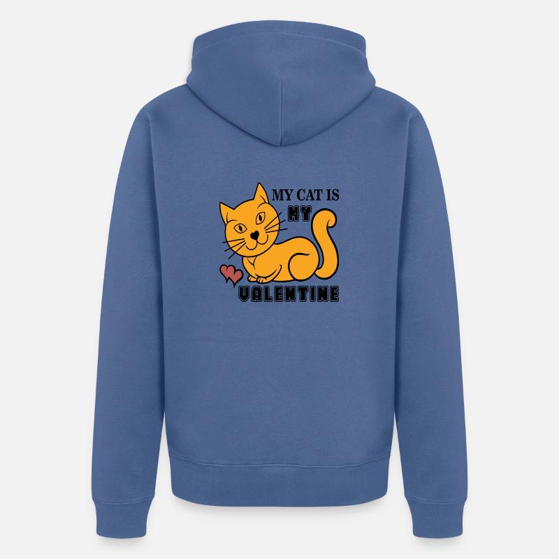 Mon chat est mon Valentin - Veste à capuche bio Premium Unisexe - bleu pigeon