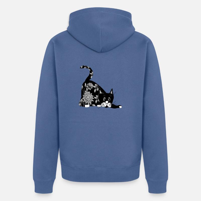 Chat - Veste à capuche bio Premium Unisexe - bleu pigeon