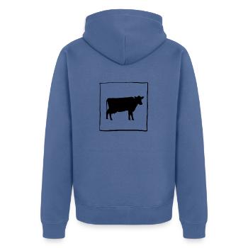 Kuh 1 - Unisex Premium Bio Zip Hoodie - Taubenblau - Hinten - Nico (187cm)
