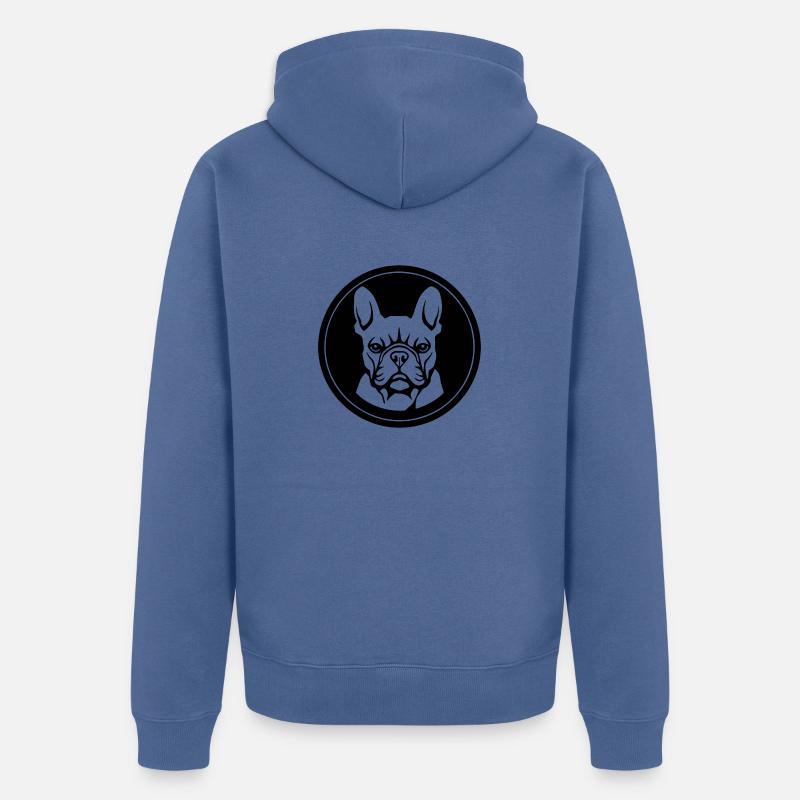 Bouledogue français Terrier de Boston - Veste à capuche bio Premium Unisexe - bleu pigeon