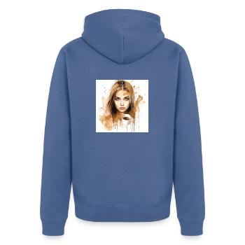 Watercolor Art Beautiful Woman - Unisex Premium Organic Zip Hoodie - stone blue - Back - Nico (187cm)