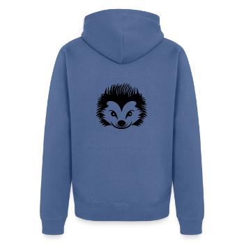 Hedgehog Forest Prickly Animal - Unisex Premium Organic Zip Hoodie - stone blue - Back - Nico (187cm)