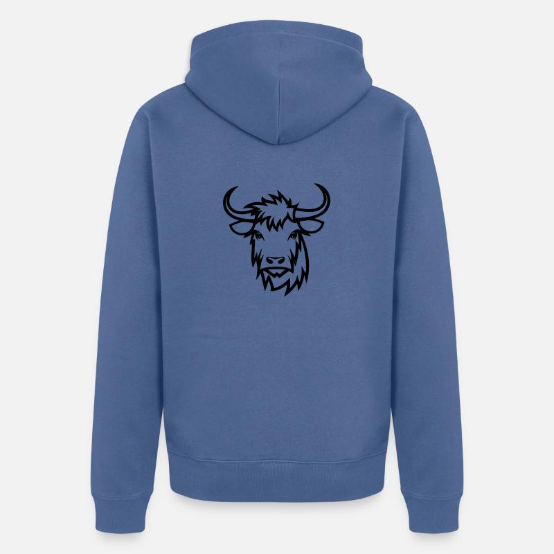 Vache écossaise des Highlands - Veste à capuche bio Premium Unisexe - bleu pigeon