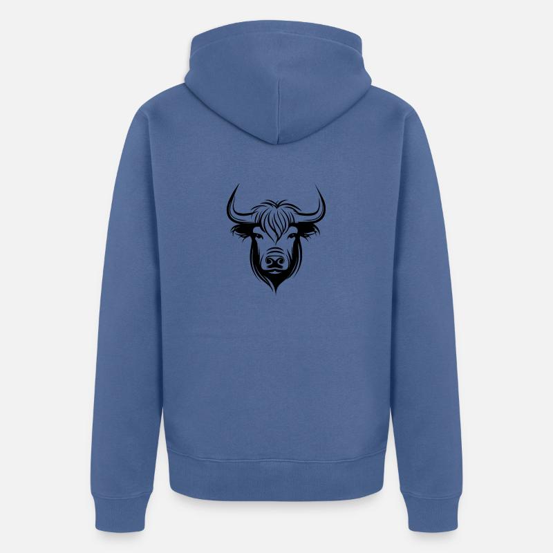 Vache écossaise des Highlands - Veste à capuche bio Premium Unisexe - bleu pigeon