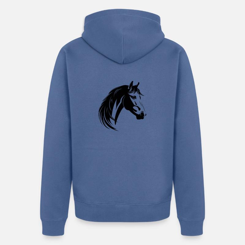 Poney tête de cheval - Veste à capuche bio Premium Unisexe - bleu pigeon