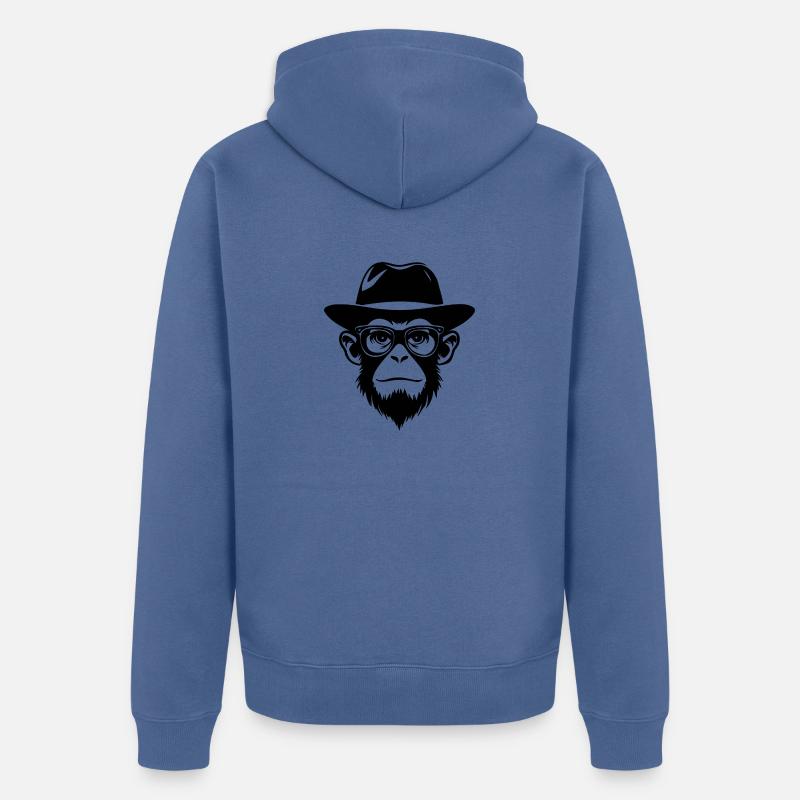 Singe Singe Visage de Singe Jungle - Veste à capuche bio Premium Unisexe - bleu pigeon