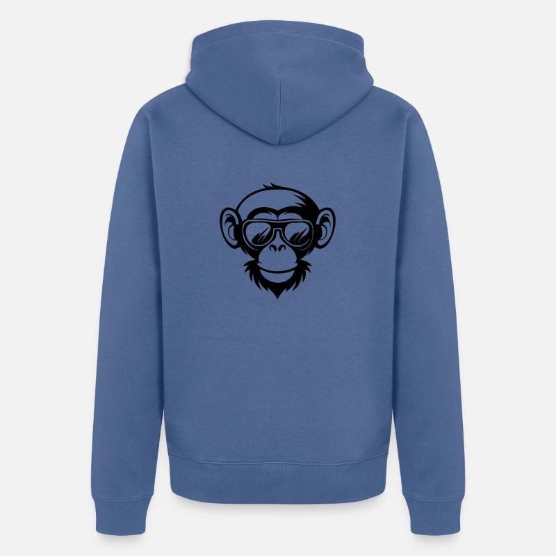 Monkey Monkey Monkey Face Jungle - Unisex Premium Organic Zip Hoodie - stone blue