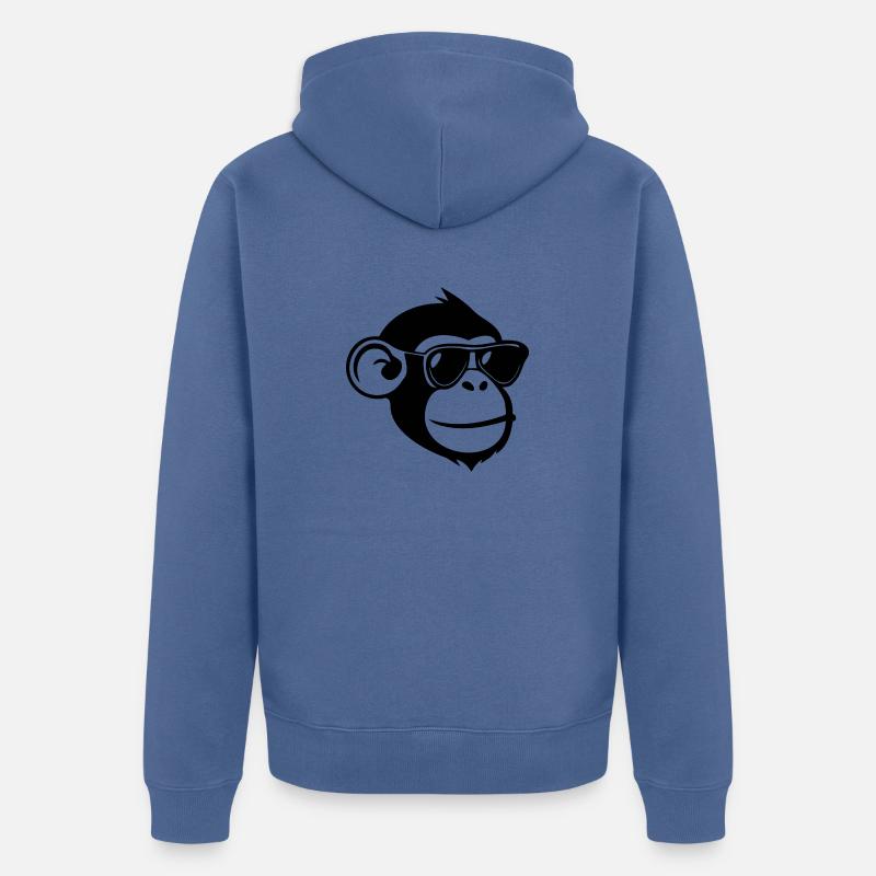 Monkey Monkey Monkey Face Jungle - Unisex Premium Organic Zip Hoodie - stone blue