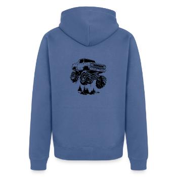Monstertruck Monster Truck Liebhaber Fan - Unisex Premium Bio Zip Hoodie - Taubenblau - Hinten - Nico (187cm)