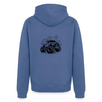 Monstertruck Monster Truck Liebhaber Fan - Unisex Premium Bio Zip Hoodie - Taubenblau - Hinten - Nico (187cm)