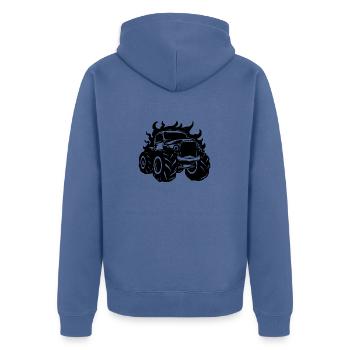 Monstertruck Monster Truck Liebhaber Fan - Unisex Premium Bio Zip Hoodie - Taubenblau - Hinten - Nico (187cm)