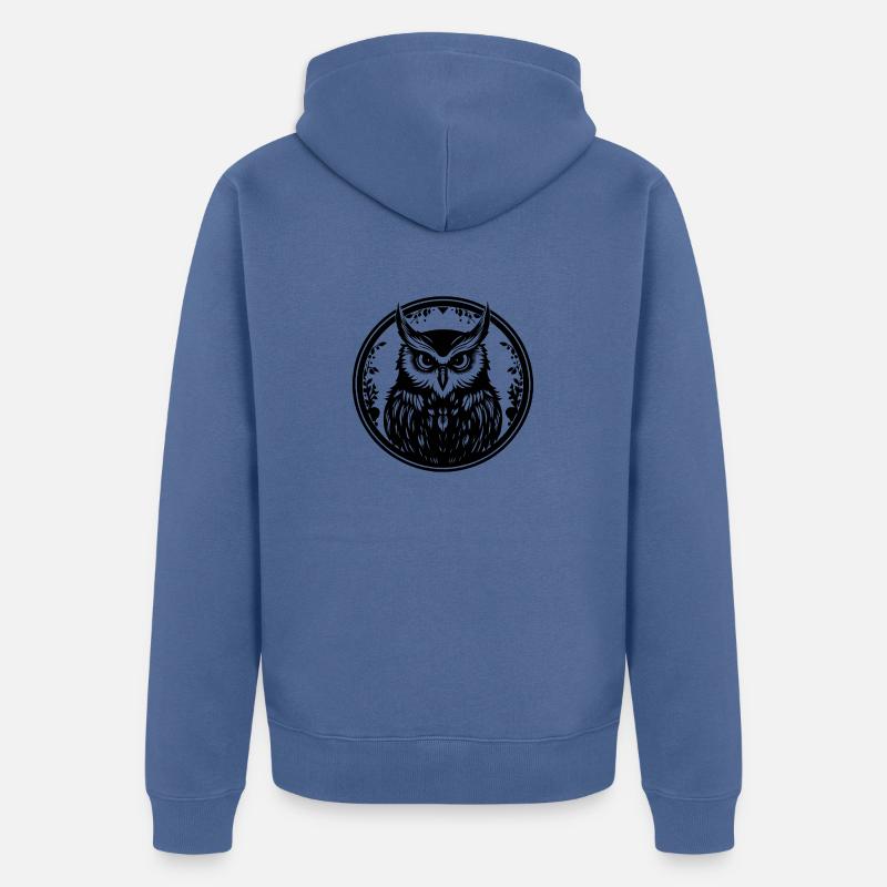 Eule Eulen Vogel Vögel - Unisex Premium Bio Zip Hoodie - Taubenblau
