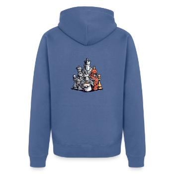 The Chess Shock Team - Unisex Premium Organic Zip Hoodie - stone blue - Back - Nico (187cm)