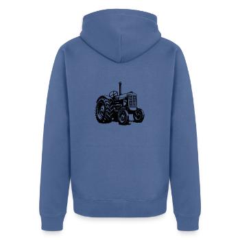 Traktor - Unisex Premium Bio Zip Hoodie - Taubenblau - Hinten - Nico (187cm)