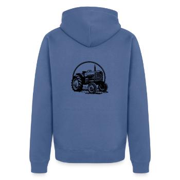 Traktor - Unisex Premium Bio Zip Hoodie - Taubenblau - Hinten - Nico (187cm)