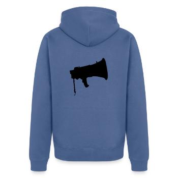 Icon Megafon Propaganda Symbol - Unisex Premium Organic Zip Hoodie - stone blue - Back - Nico (187cm)