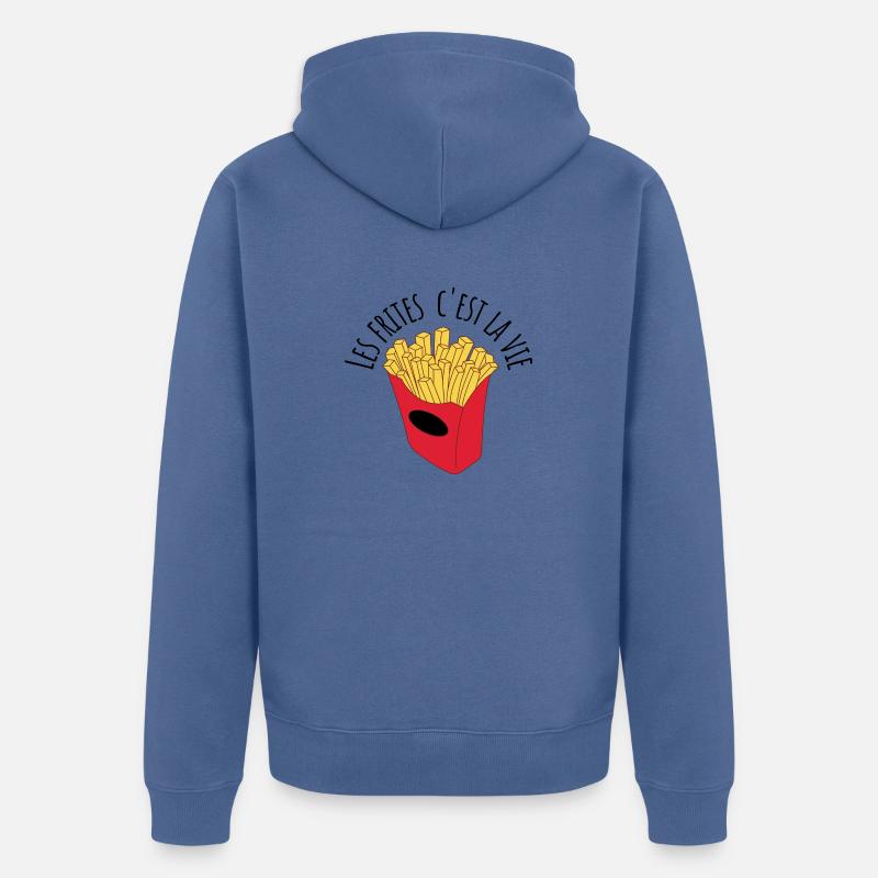 Les frites c'est la vie - Veste à capuche bio Premium Unisexe - bleu pigeon