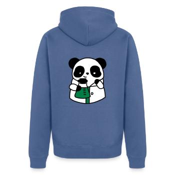 Panda chemical scientist technical biologist - Unisex Premium Organic Zip Hoodie - stone blue - Back - Nico (187cm)