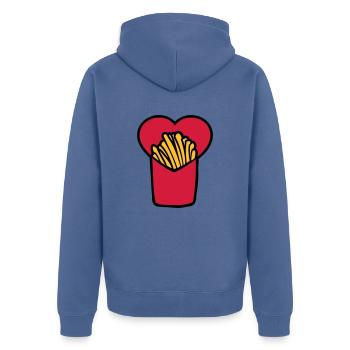French Fries Love - Unisex Premium Bio Zip Hoodie - Taubenblau - Hinten - Nico (187cm)