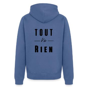 tout va rien - Veste à capuche bio Premium Unisexe - bleu pigeon - Dos - Nico (187cm)
