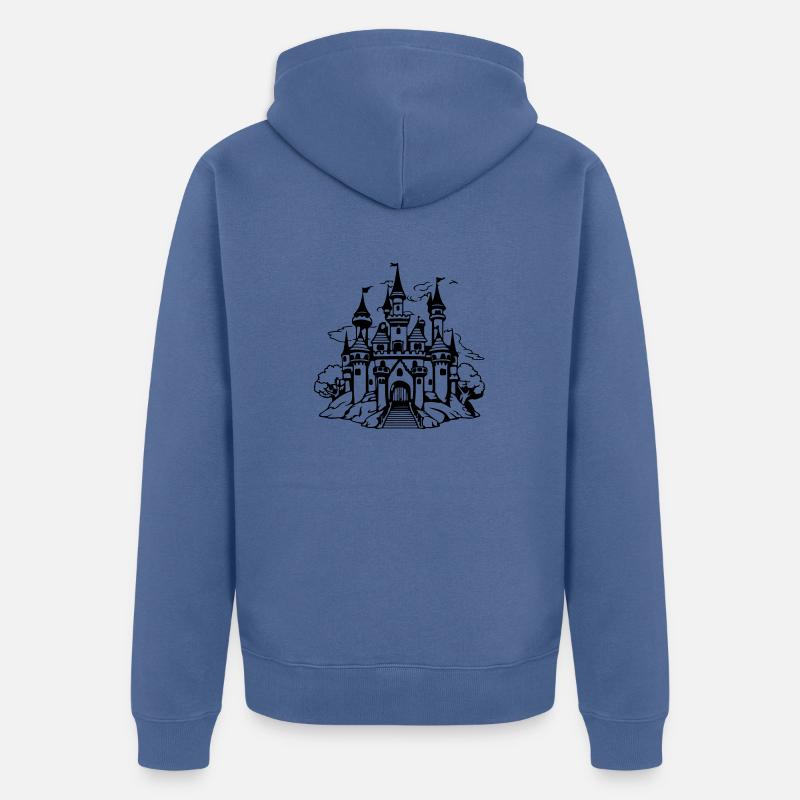Château de contes de fées - Veste à capuche bio Premium Unisexe - bleu pigeon
