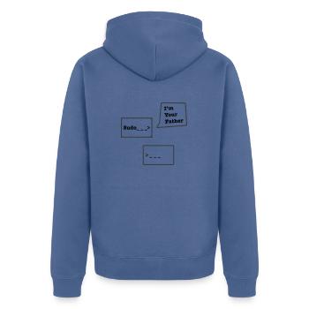 Linux Sudo - Unisex Premium Organic Zip Hoodie - stone blue - Back - Nico (187cm)