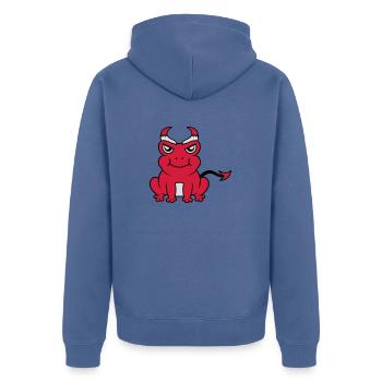 Devil Horns Frog Demon - Unisex Premium Organic Zip Hoodie - stone blue - Back - Nico (187cm)