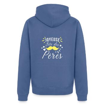 Fête des pères - Veste à capuche bio Premium Unisexe - bleu pigeon - Dos - Nico (187cm)