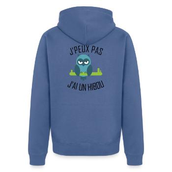 I can not have an Owl - Unisex Premium Organic Zip Hoodie - stone blue - Back - Nico (187cm)