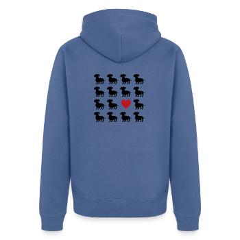 Dackel - Unisex Premium Bio Zip Hoodie - Taubenblau - Hinten - Nico (187cm)