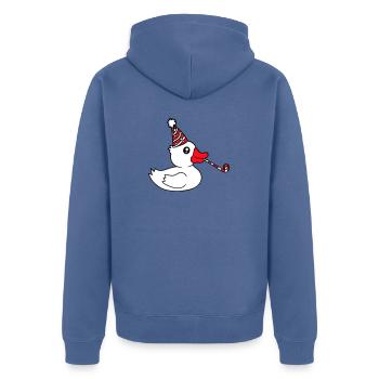 Canard Fête Serviette Chapeau Anniversaire Célébrer le Nouvel An - Veste à capuche bio Premium Unisexe - bleu pigeon - Dos - Nico (187cm)