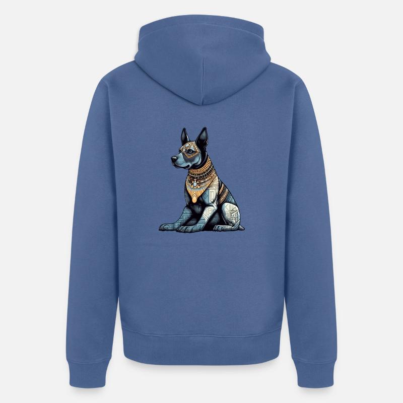 Chien Egyptien n°2 - Veste à capuche bio Premium Unisexe - bleu pigeon