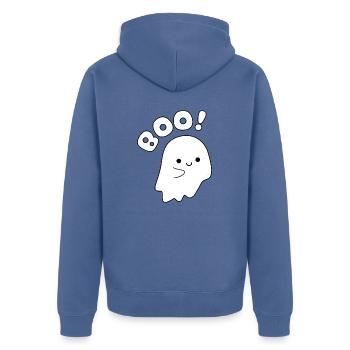 Halloween Geist - Unisex Premium Bio Zip Hoodie - Taubenblau - Hinten - Nico (187cm)