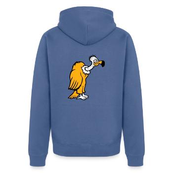 Geier Aasfresser Vogel lustig Geiern Aasgeier Spaß - Unisex Premium Bio Zip Hoodie - Taubenblau - Hinten - Nico (187cm)
