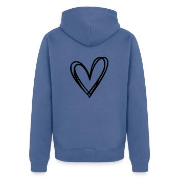 Herz - Unisex Premium Bio Zip Hoodie - Taubenblau - Hinten - Nico (187cm)