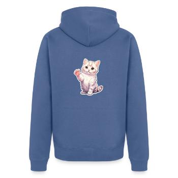 Kitten - Unisex Premium Organic Zip Hoodie - stone blue - Back - Nico (187cm)