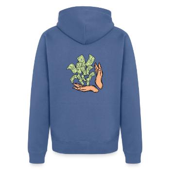 Big money flying to you for wealth and prosperity. - Unisex Premium Organic Zip Hoodie - stone blue - Back - Nico (187cm)