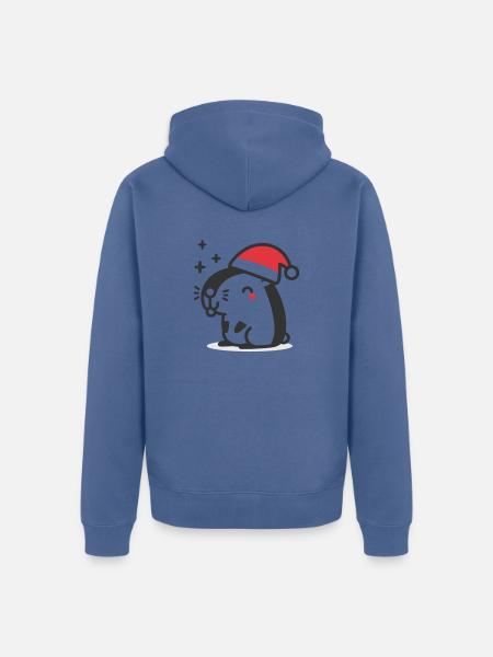 Capybara Christmas - Unisex Premium Organic Zip Hoodie - stone blue